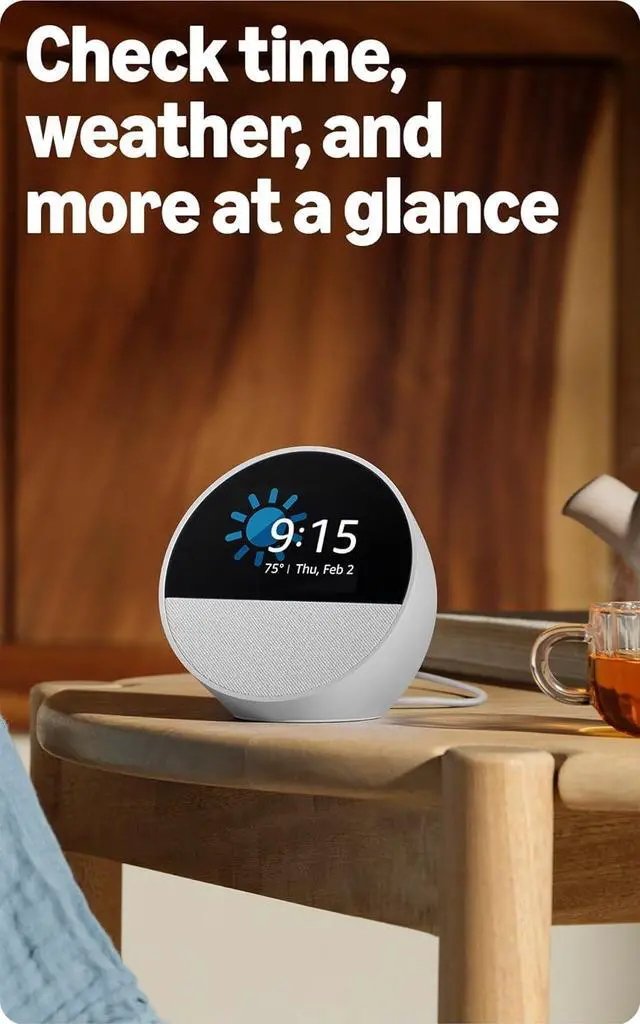 Alt view image 4 of 6 - Spot, Great for nightstands, offices and kitchens, Smart alarm clock with Alexa, Black