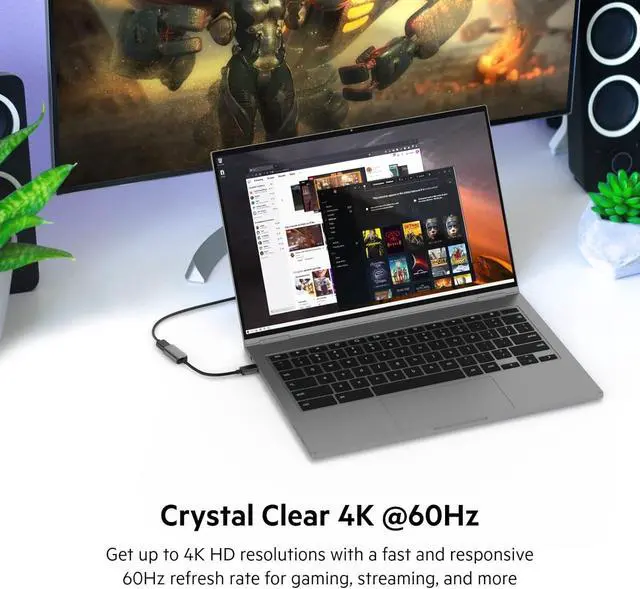 Alt view image 2 of 2 - HDMI to DisplayPort Adapter, DisplayPort 1.2 to HDMI 2.0 Converter - Compatible with 4K 60fps, HDR & HDR10 Monitors, Projectors, and HDTVs - Uni-Directional DisplayPort to HDMI Adapter Cable