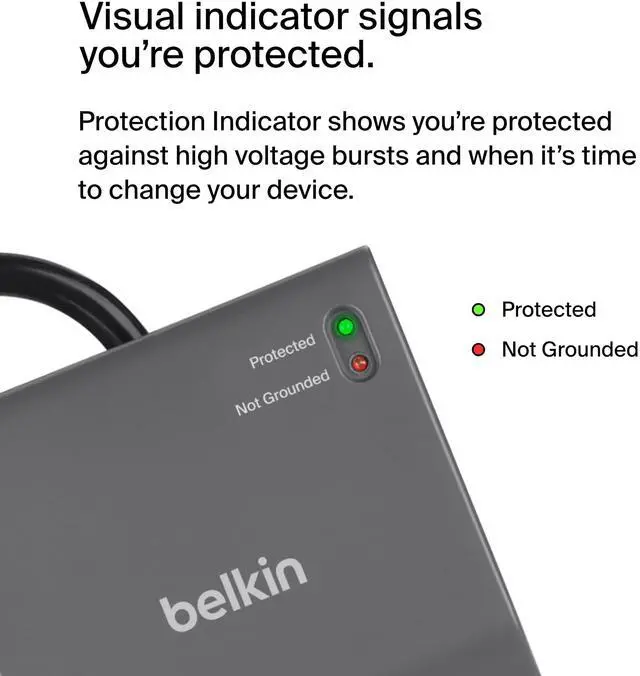 Alt view image 7 of 7 - Belkin 12-Outlet Surge Protector Power Strip w/ 12 AC Outlets & 8ft Flat Plug, UL-listed Heavy-Duty Extension Cord for Home, Office, Travel, Computer, Laptop, Charger - 3,940 Joules of Protection