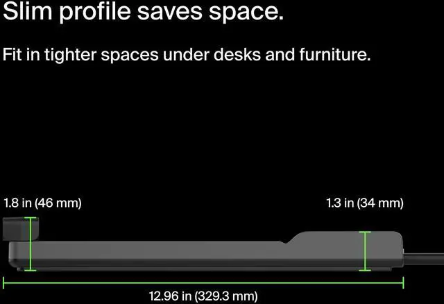 Alt view image 5 of 7 - Belkin 12-Outlet Surge Protector Power Strip w/ 12 AC Outlets & 8ft Flat Plug, UL-listed Heavy-Duty Extension Cord for Home, Office, Travel, Computer, Laptop, Charger - 3,940 Joules of Protection