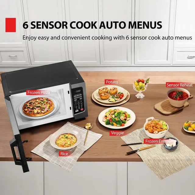 Alt view image 6 of 9 - toshiba em131a5c-bs microwave oven with smart sensor, easy clean interior, eco mode and sound on/off, 1.2 cu.ft, 1100w, black s