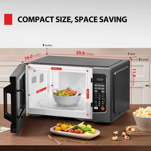 Alt view image 7 of 9 - toshiba em131a5c-bs microwave oven with smart sensor, easy clean interior, eco mode and sound on/off, 1.2 cu.ft, 1100w, black s