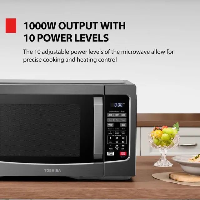 Alt view image 8 of 9 - toshiba em131a5c-bs microwave oven with smart sensor, easy clean interior, eco mode and sound on/off, 1.2 cu.ft, 1100w, black s