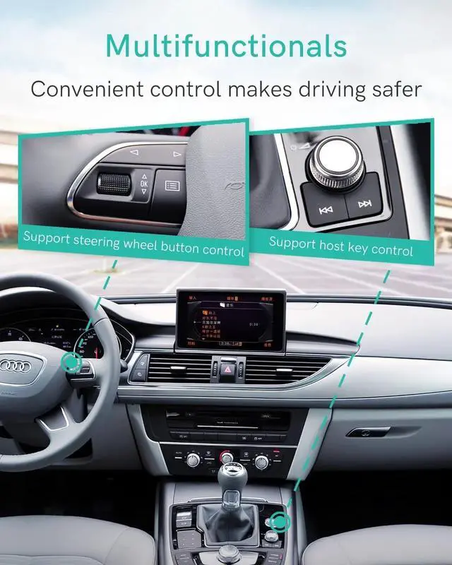 Alt view image 3 of 7 - Bluetooth 5.0 aptX-HD Car Adapter Compatible for Audi AMI MMI, Mercedes Media Interface and Volkswagen MDI Connector (A2-Audi2G)