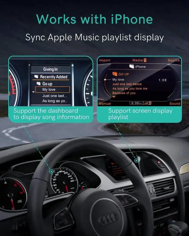 Alt view image 4 of 7 - Bluetooth 5.0 aptX-HD Car Adapter Compatible for Audi AMI MMI, Mercedes Media Interface and Volkswagen MDI Connector (A2-Audi2G)