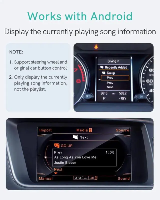 Alt view image 5 of 7 - Bluetooth 5.0 aptX-HD Car Adapter Compatible for Audi AMI MMI, Mercedes Media Interface and Volkswagen MDI Connector (A2-Audi2G)