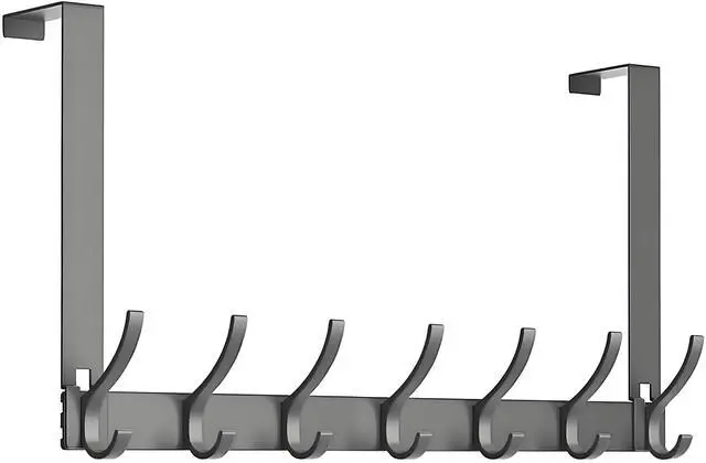 Main image of Over The Door Hooks, Door Hanger Hooks for Hanging, Over The Door Towel Racks, Over The Door Hanger, Coat Rack with 14 Coat Hooks, Wreath Door Hanger Over The Door Organizer, Gray