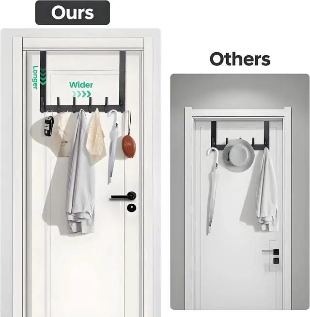 Alt view image 3 of 6 - Over The Door Hooks, Door Hanger Hooks for Hanging, Over The Door Towel Racks, Over The Door Hanger, Coat Rack with 14 Coat Hooks, Wreath Door Hanger Over The Door Organizer, Gray
