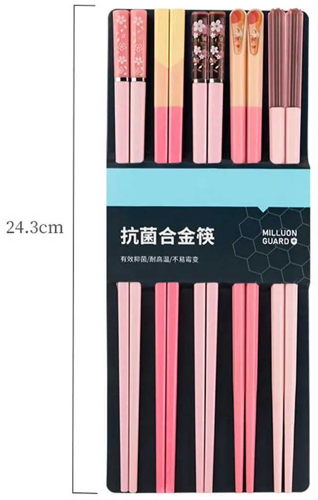 Alt view image 5 of 6 - Hariumiu Chopsticks Set 5 Pairs Reusable Plastic Chopsticks Bpa-free Dishwasher-safe Non-slip Fiberglass Chinese Japanese Chopstick Gift Set Fiberglass