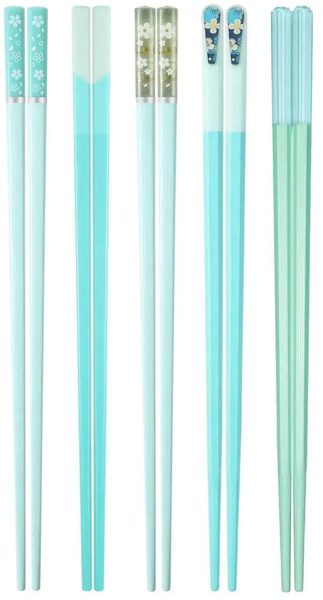 Alt view image 3 of 6 - Hariumiu Chopsticks Set 5 Pairs Reusable Plastic Chopsticks Bpa-free Dishwasher-safe Non-slip Fiberglass Chinese Japanese Chopstick Gift Set Fiberglass