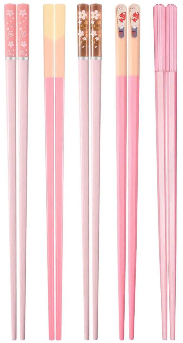 Alt view image 6 of 6 - Hariumiu Chopsticks Set 5 Pairs Reusable Plastic Chopsticks Bpa-free Dishwasher-safe Non-slip Fiberglass Chinese Japanese Chopstick Gift Set Fiberglass