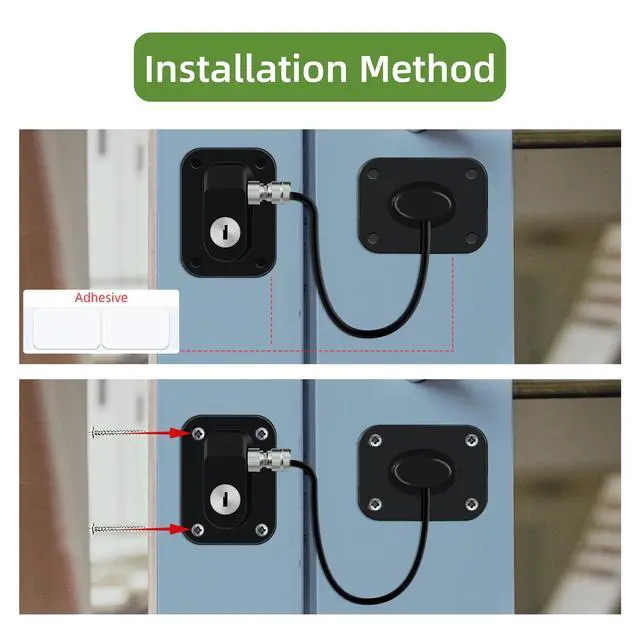 Alt view image 3 of 7 - Refrigerator Lock, Fridge Lock for Adults, Volibel Multi-Purpose Safety Proofing Cabinet Lock with Key 2 pack(Black)