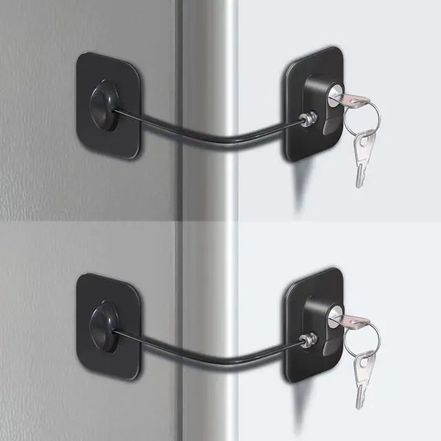 Main image of Refrigerator Lock, Fridge Lock for Adults, Volibel Multi-Purpose Safety Proofing Cabinet Lock with Key 2 pack(Black)