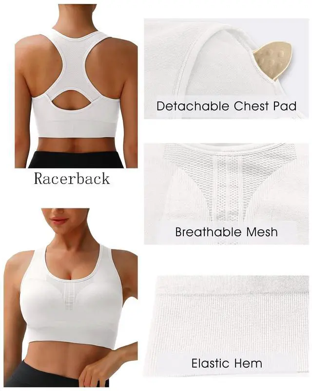 Alt view image 4 of 7 - MINTREUS Racerback Sports Bras for Women - Padded Seamless Support Bra for Yoga Gym Workout Fitness