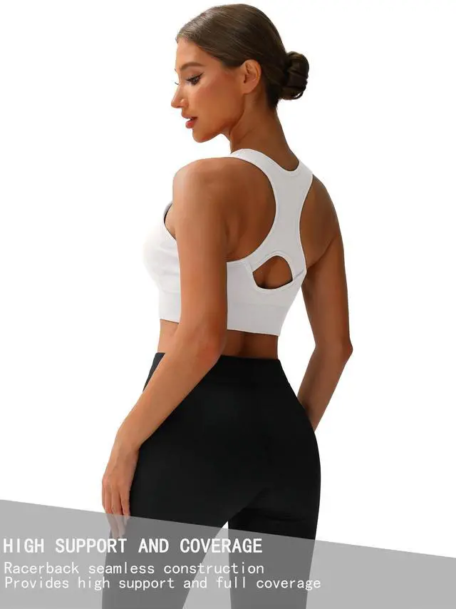 Alt view image 3 of 7 - MINTREUS Racerback Sports Bras for Women - Padded Seamless Support Bra for Yoga Gym Workout Fitness