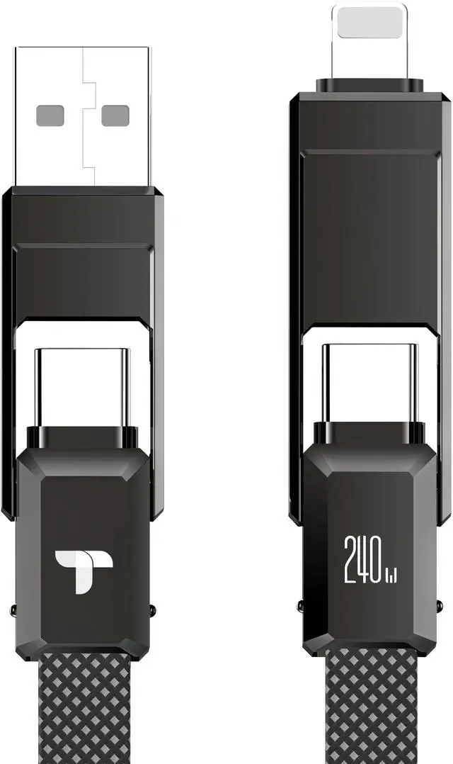 Main image of 240W 4-in-1 Data Cable Super Fast Charging Cable,with Data Sync,480Mbps,USB C Charging Cord Combo Type C/USB A/L Port for iPhone/iPad/Samsung/Laptop