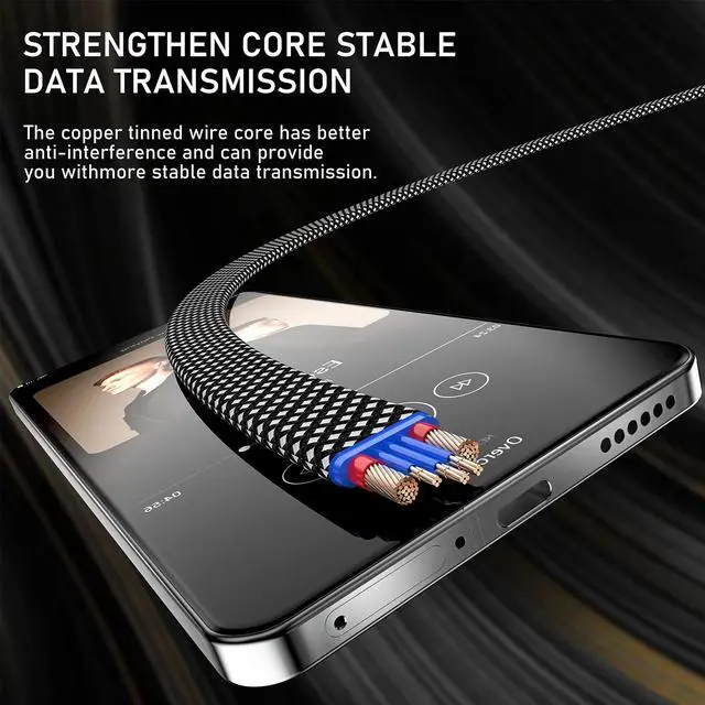 Alt view image 6 of 6 - 240W 4-in-1 Data Cable Super Fast Charging Cable,with Data Sync,480Mbps,USB C Charging Cord Combo Type C/USB A/L Port for iPhone/iPad/Samsung/Laptop