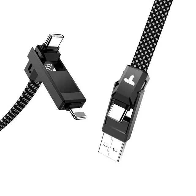 Alt view image 4 of 6 - 240W 4-in-1 Data Cable Super Fast Charging Cable,with Data Sync,480Mbps,USB C Charging Cord Combo Type C/USB A/L Port for iPhone/iPad/Samsung/Laptop