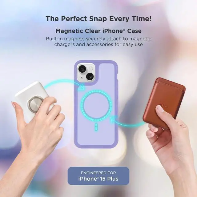 Alt view image 2 of 7 - iHome Magnetic Velo Phone Case for iPhone 16 Plus/15 Plus/14 Plus/15 Pro Max/14 Pro Max/13 Pro Max/12 Pro Max, Purple