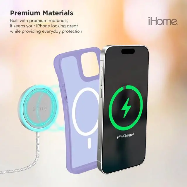 Alt view image 7 of 7 - iHome Magnetic Velo Phone Case for iPhone 16 Plus/15 Plus/14 Plus/15 Pro Max/14 Pro Max/13 Pro Max/12 Pro Max, Purple