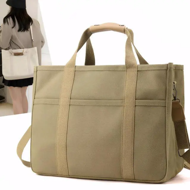 Main image of Canvas Tote Bag with Multi-Pocket for Women Large Capacity Crossbody Shoulder Handbag Everything Tote Bag with Compartments,XL-Karch