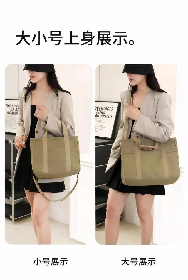 Alt view image 4 of 6 - Canvas Tote Bag with Multi-Pocket for Women Large Capacity Crossbody Shoulder Handbag Everything Tote Bag with Compartments,XL-Karch