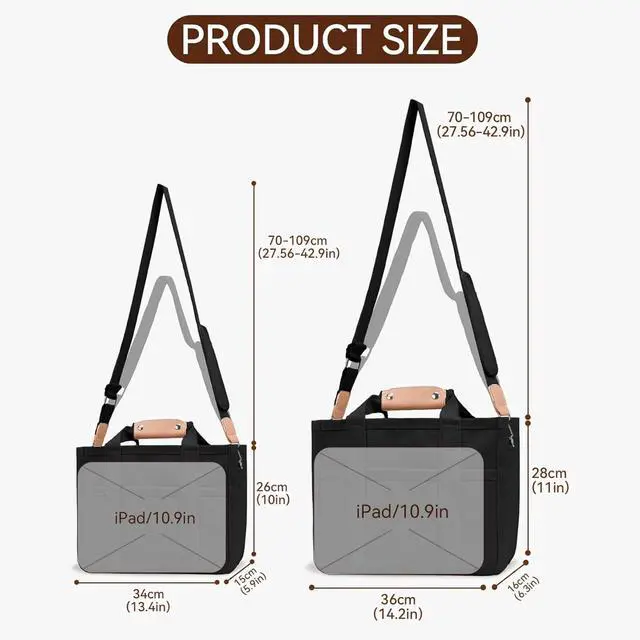 Alt view image 7 of 7 - Canvas Tote Bag with Multi-Pocket for Women Large Capacity Crossbody Shoulder Handbag Everything Tote Bag with Compartments