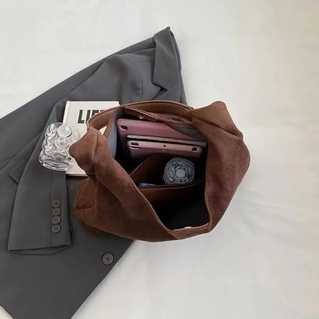 Alt view image 5 of 7 - Leather Hobo bags for women suede purse slouchy tote bag brown leather purse suede hobo shoulder bag