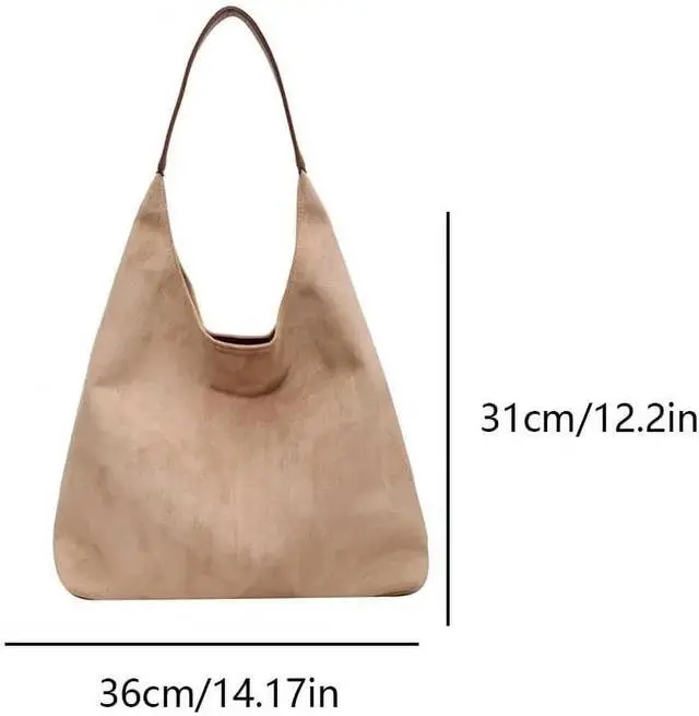 Alt view image 4 of 7 - Leather Hobo bags for women suede purse slouchy tote bag brown leather purse suede hobo shoulder bag