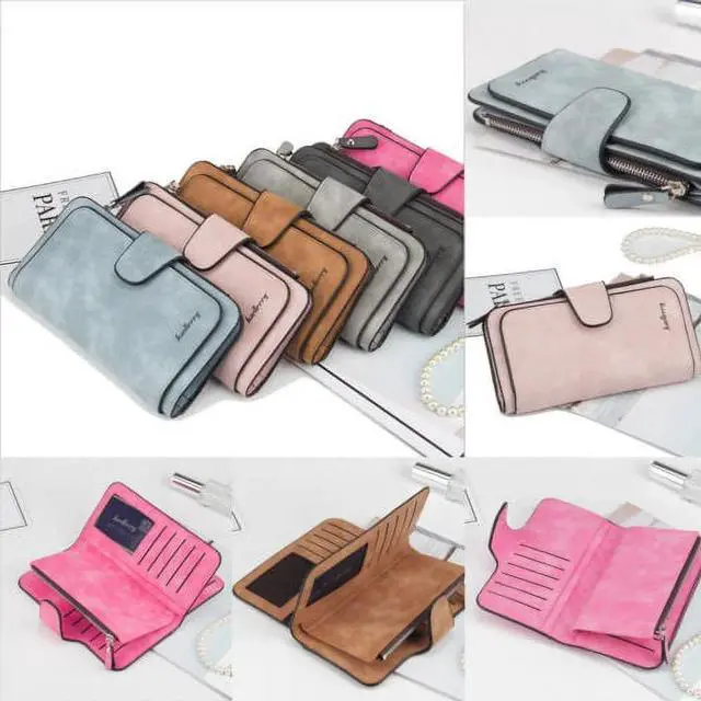 Alt view image 2 of 4 - Pinkdeer Trifold Buckle Female Casual Long Clutch Wallet, Solid Red