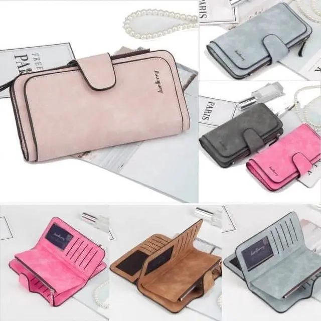 Alt view image 4 of 4 - Women Lady Leather Trifold Card Wallet Clutch Checkbook Handbag Zip Purse Card Phone Holder Long Design Lady Fashion Wallets