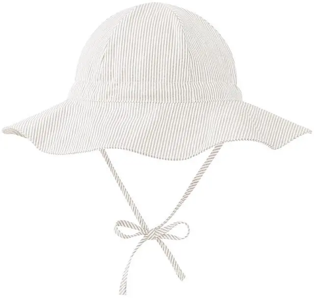Main image of Zando Cotton Baby Sun Hat Breathable Wide Brim Infant Toddler Sun Hat Baby Boy Girl Sun Hat Summer Hat Sun Protection Beige 3-6 Months