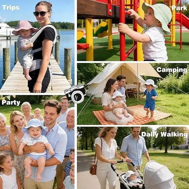Alt view image 5 of 7 - Zando Cotton Baby Sun Hat Breathable Wide Brim Infant Toddler Sun Hat Baby Boy Girl Sun Hat Summer Hat Sun Protection Beige 3-6 Months