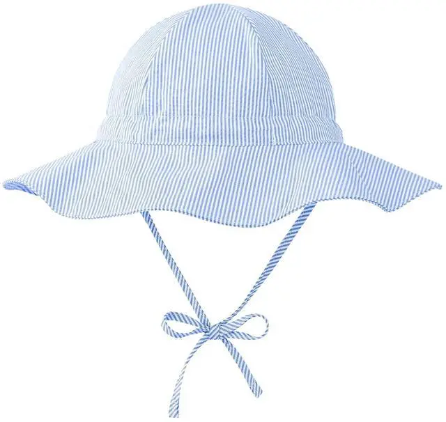 Main image of Zando Cotton Baby Sun Hat Breathable Wide Brim Infant Toddler Sun Hat Baby Boy Girl Sun Hat Summer Hat Sun Protection Blue 3-6 Months