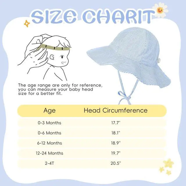 Alt view image 7 of 7 - Zando Cotton Baby Sun Hat Breathable Wide Brim Infant Toddler Sun Hat Baby Boy Girl Sun Hat Summer Hat Sun Protection Blue 3-6 Months