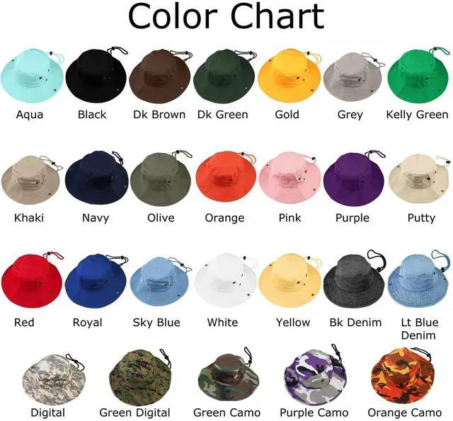Alt view image 2 of 7 - Wide Brim Hiking Fishing Safari Boonie Bucket Hats 100% Cotton UV Sun Protection For Men Women Outdoor Activities L/XL Aqua