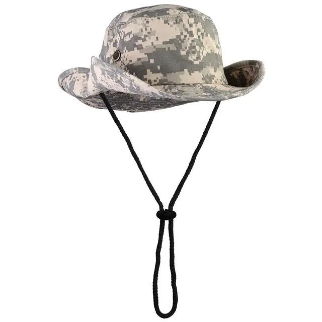Alt view image 5 of 7 - Wide Brim Hiking Fishing Safari Boonie Bucket Hats 100% Cotton UV Sun Protection For Men Women Outdoor Activities L/XL Digital
