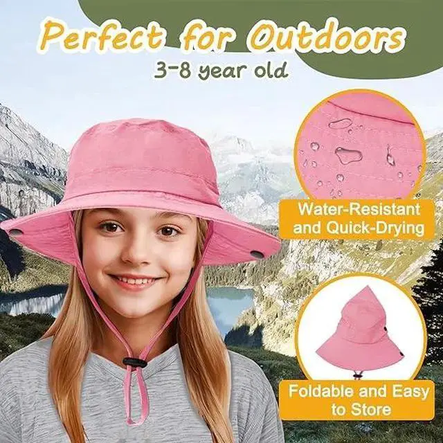 Alt view image 2 of 7 - Outdoor Kids Sun Hat UPF 50+ Quick Dry Foldable Bucket Hat Lightweight Adjustable Fishing Safari Hat for Girls and Boys Pink