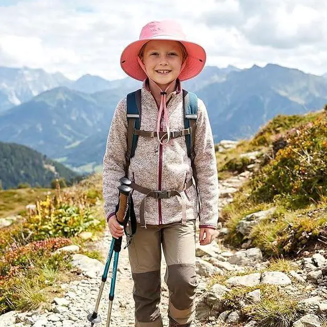 Alt view image 5 of 7 - Outdoor Kids Sun Hat UPF 50+ Quick Dry Foldable Bucket Hat Lightweight Adjustable Fishing Safari Hat for Girls and Boys Pink