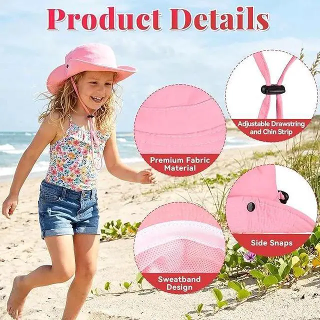 Alt view image 4 of 7 - Outdoor Kids Sun Hat UPF 50+ Quick Dry Foldable Bucket Hat Lightweight Adjustable Fishing Safari Hat for Girls and Boys Pink
