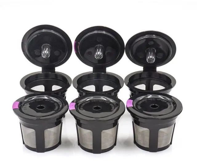 Main image of Reusable K Cups for Keurig, Universal Refillable Coffee Filters for Single Serve Coffee Maker, 3-Pack of Reusable Pods, Black