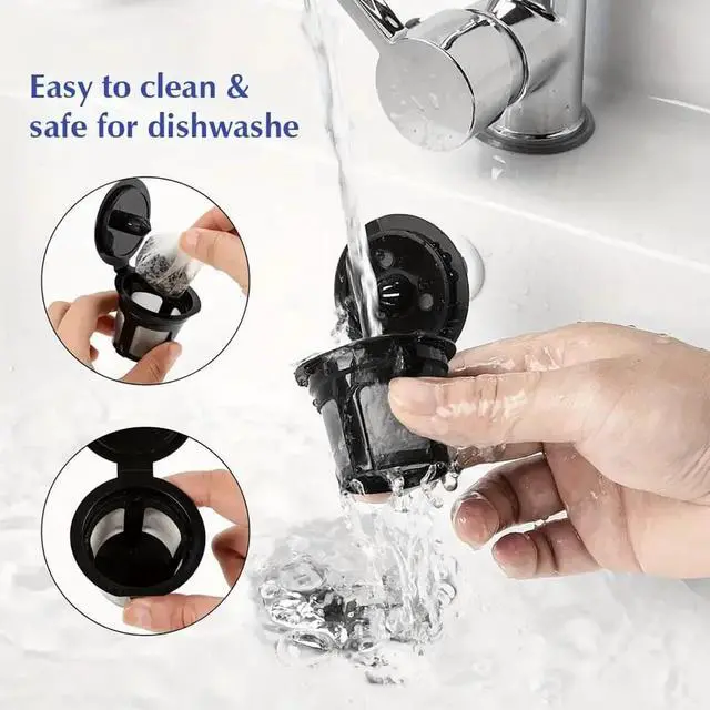 Alt view image 7 of 7 - Reusable K Cups for Keurig, Universal Refillable Coffee Filters for Single Serve Coffee Maker, 6-Pack of Reusable Pods, Black