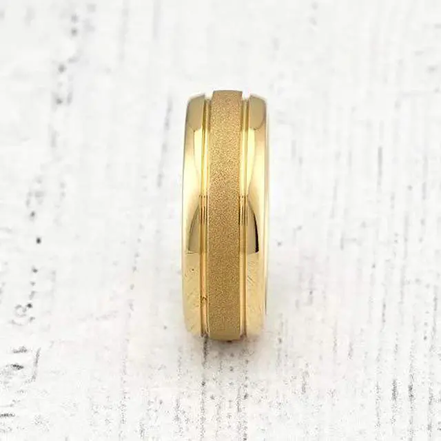 Alt view image 3 of 6 - Tungsten Rings for Men Women Gold Wedding Band Sandblasted Finish Dome Edge Sizes 6-16 (Tungsten, 12)