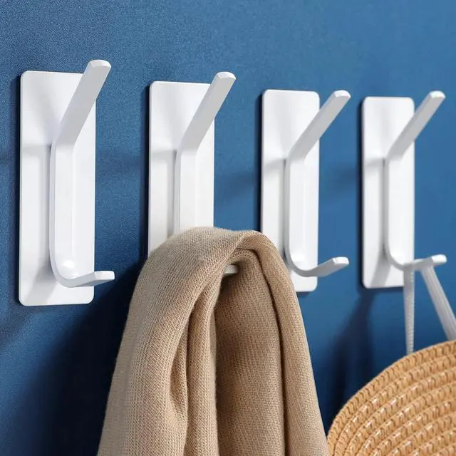 Alt view image 2 of 7 - Adhesive Towel Hooks, Stainless Steel, Heavy Duty, 4-Pack