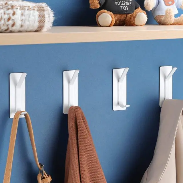 Alt view image 3 of 7 - Adhesive Towel Hooks, Stainless Steel, Heavy Duty, 4-Pack