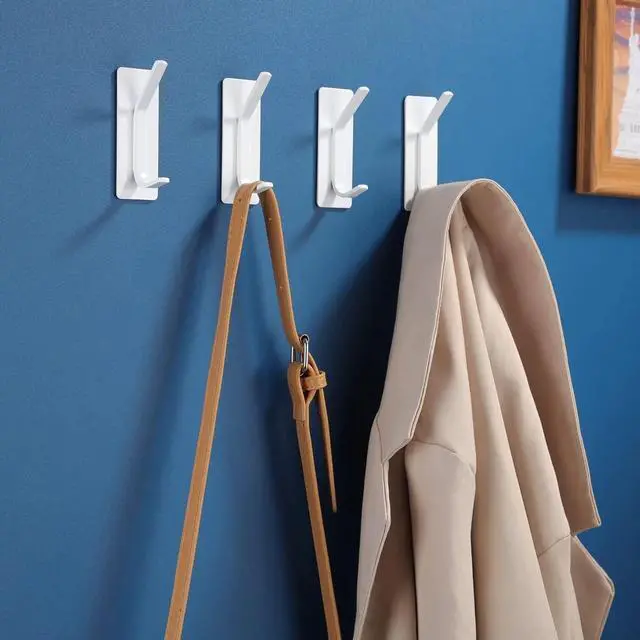 Alt view image 4 of 7 - Adhesive Towel Hooks, Stainless Steel, Heavy Duty, 4-Pack