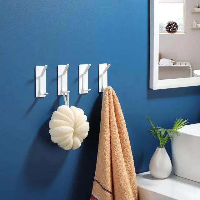 Alt view image 5 of 7 - Adhesive Towel Hooks, Stainless Steel, Heavy Duty, 4-Pack