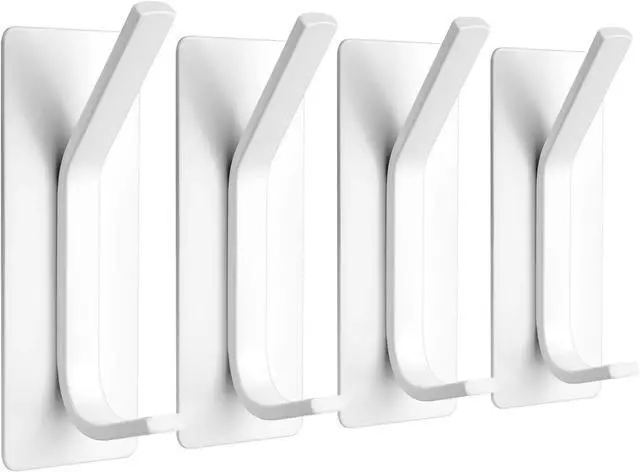 Alt view image 7 of 7 - Adhesive Towel Hooks, Stainless Steel, Heavy Duty, 4-Pack
