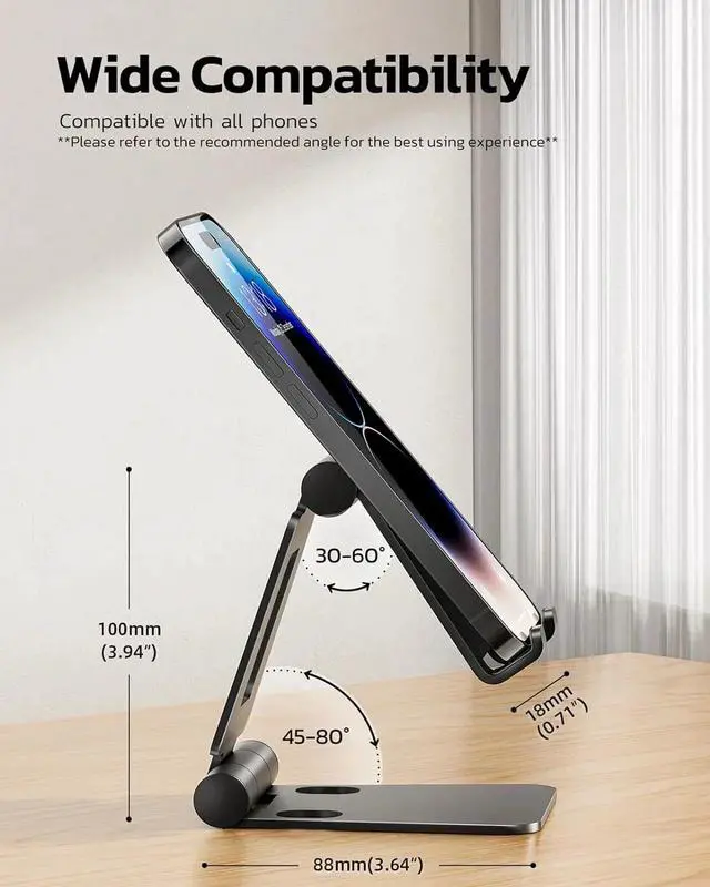Alt view image 7 of 7 - Dual Folding Cell Phone Stand, Fully Adjustable Foldable Desktop Phone Holder Cradle Dock Compatible with Phone 15 14 13 12 11 Pro Xs Xs Max Xr X 8, Nintendo Switch, All Phones