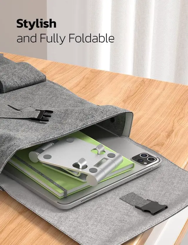 Alt view image 3 of 7 - Dual Folding Cell Phone Stand, Fully Adjustable Foldable Desktop Phone Holder Cradle Dock Compatible with Phone 15 14 13 12 11 Pro Xs Xs Max Xr X 8, Nintendo Switch, All Phones